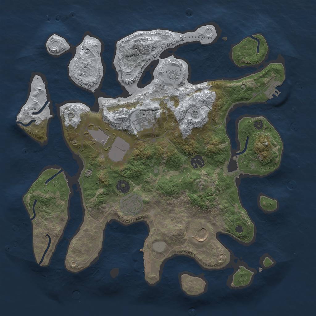 Rust Map: Procedural Map, Size: 3500, Seed: 1282664, 14 Monuments