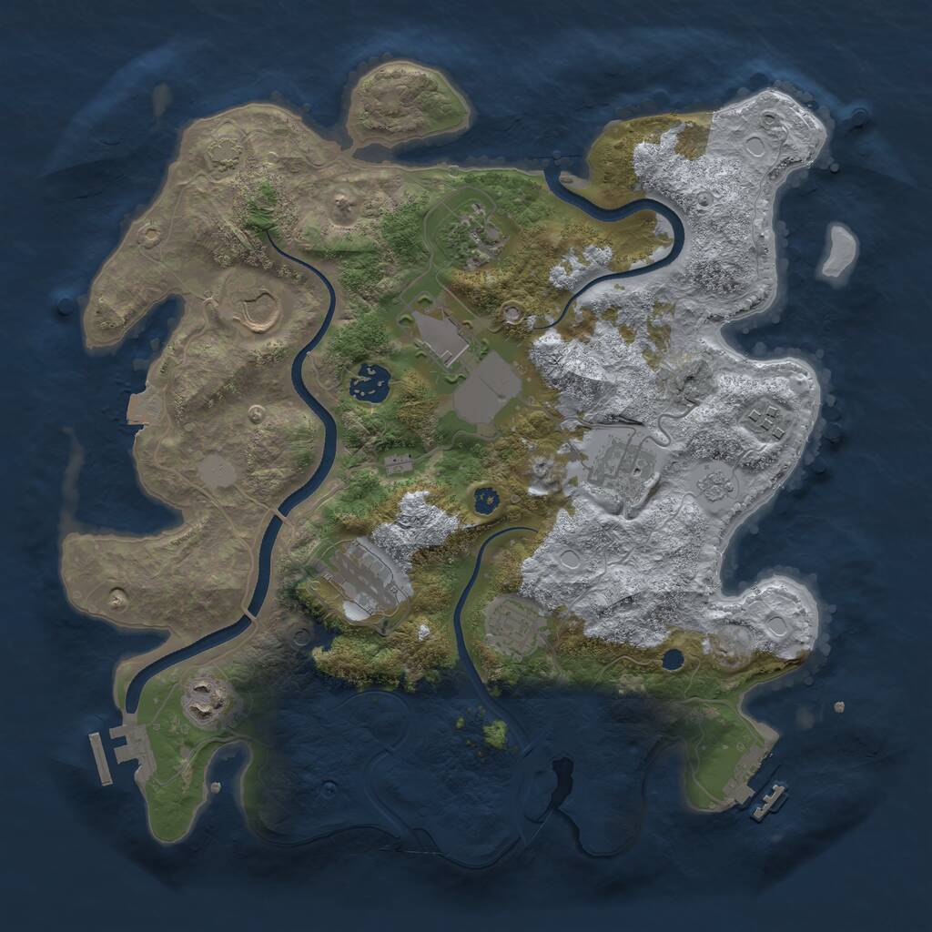 Rust Map: Procedural Map, Size: 3500, Seed: 2496297, 15 Monuments