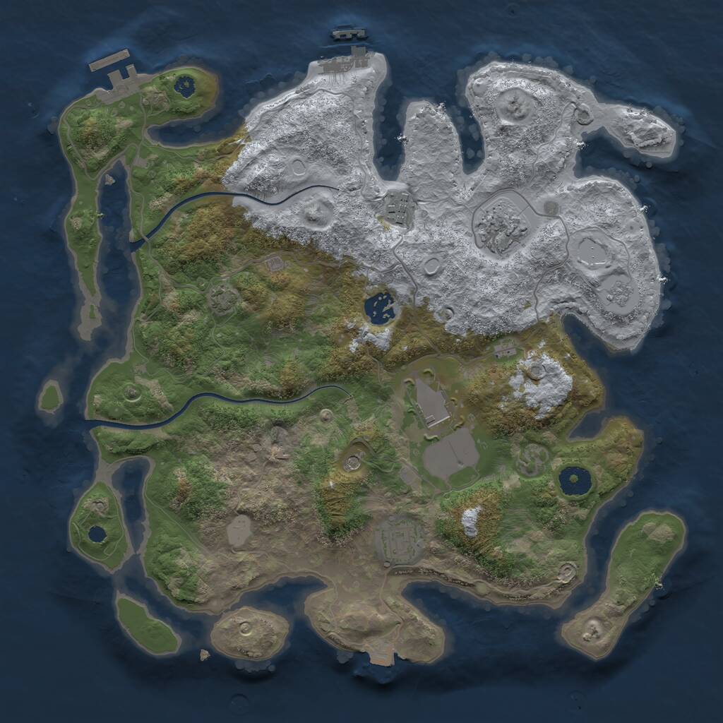 Rust Map: Procedural Map, Size: 3500, Seed: 3514533, 11 Monuments
