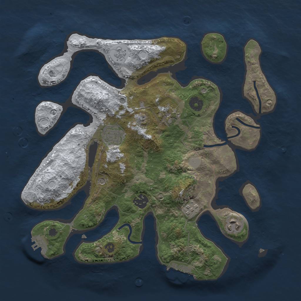Rust Map: Procedural Map, Size: 3200, Seed: 47749444, 14 Monuments