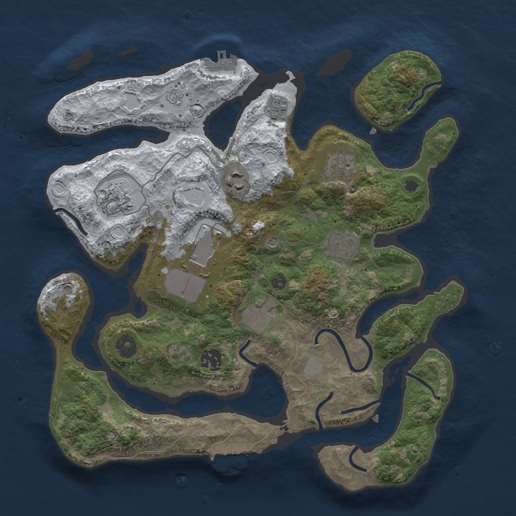 Rust Map: Procedural Map, Size: 3500, Seed: 3599039, 17 Monuments