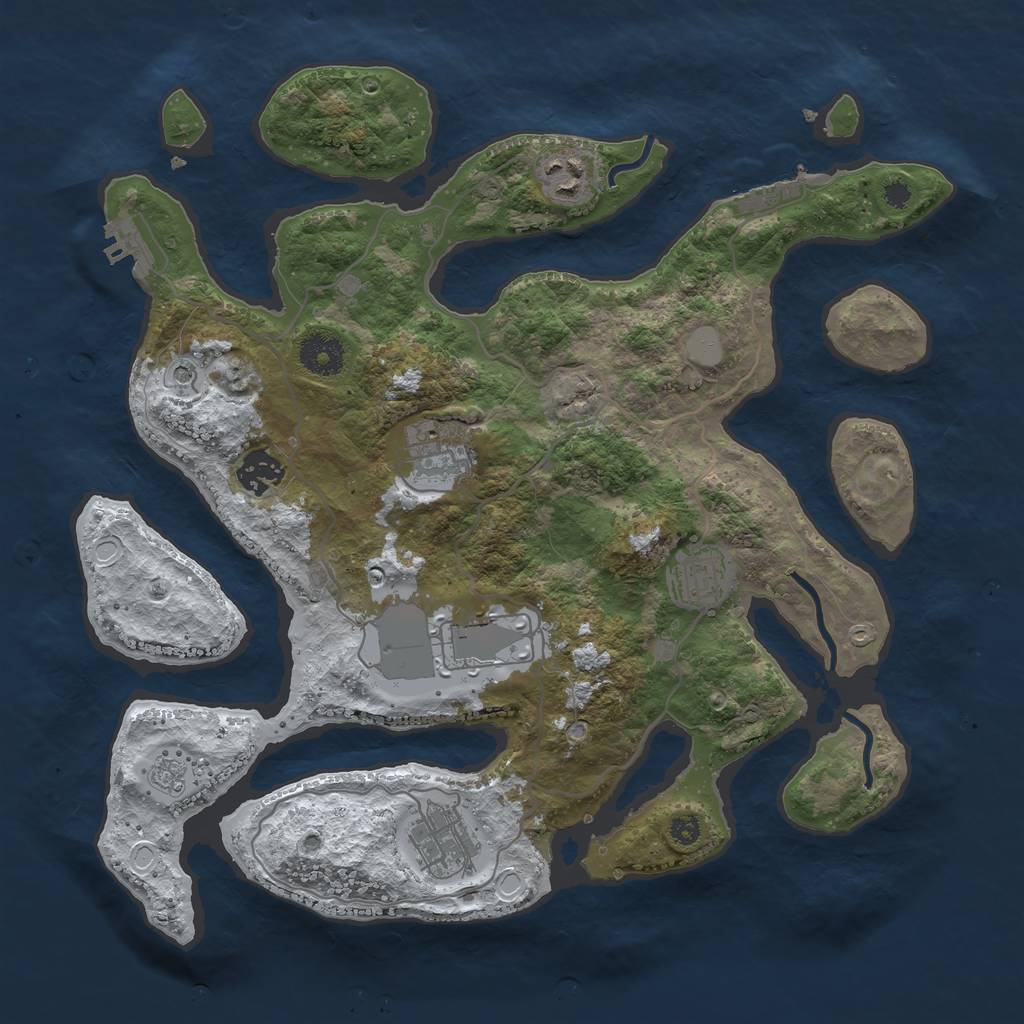 Rust Map: Procedural Map, Size: 3500, Seed: 1370675, 15 Monuments