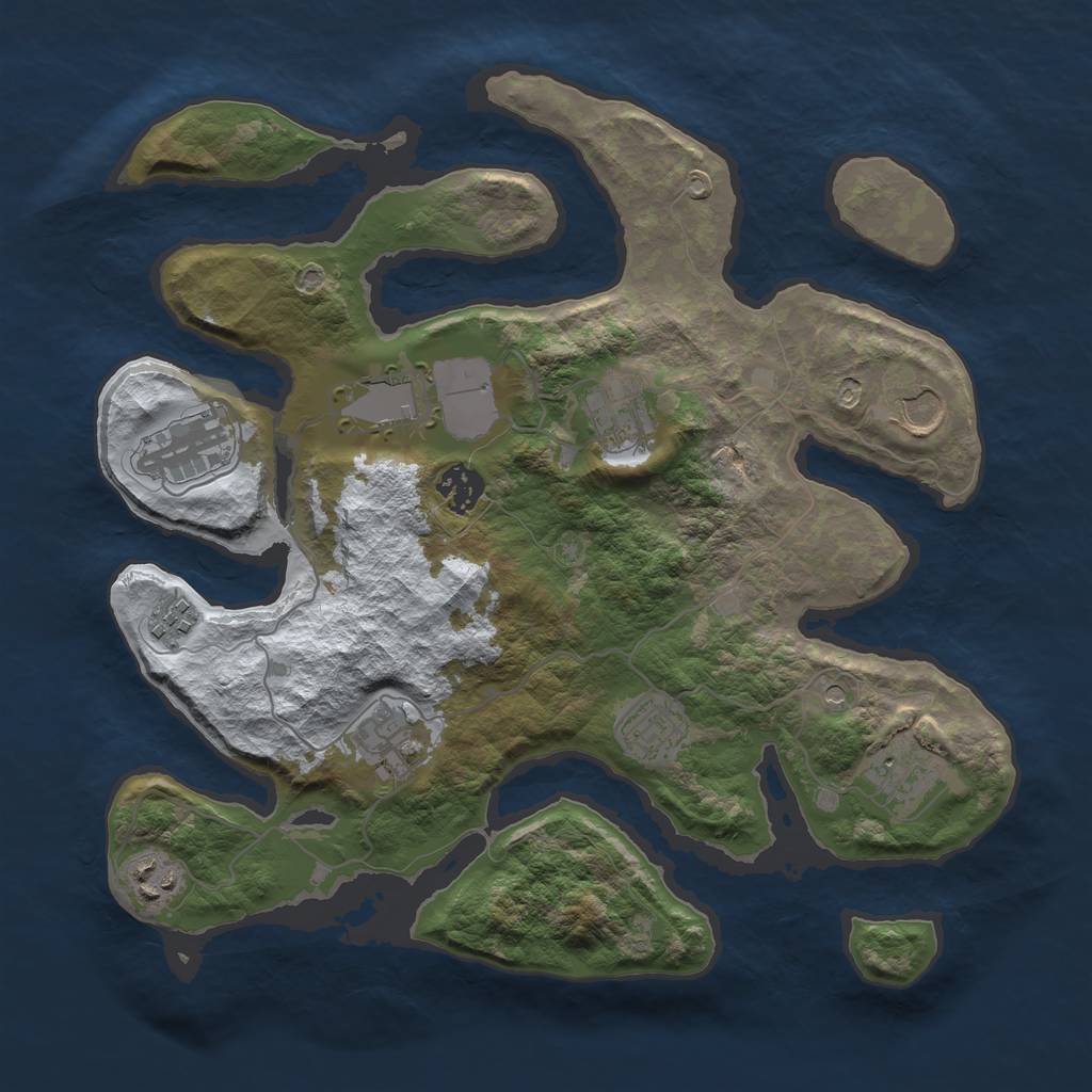 Rust Map: Barren, Size: 3500, Seed: 5781179, 13 Monuments
