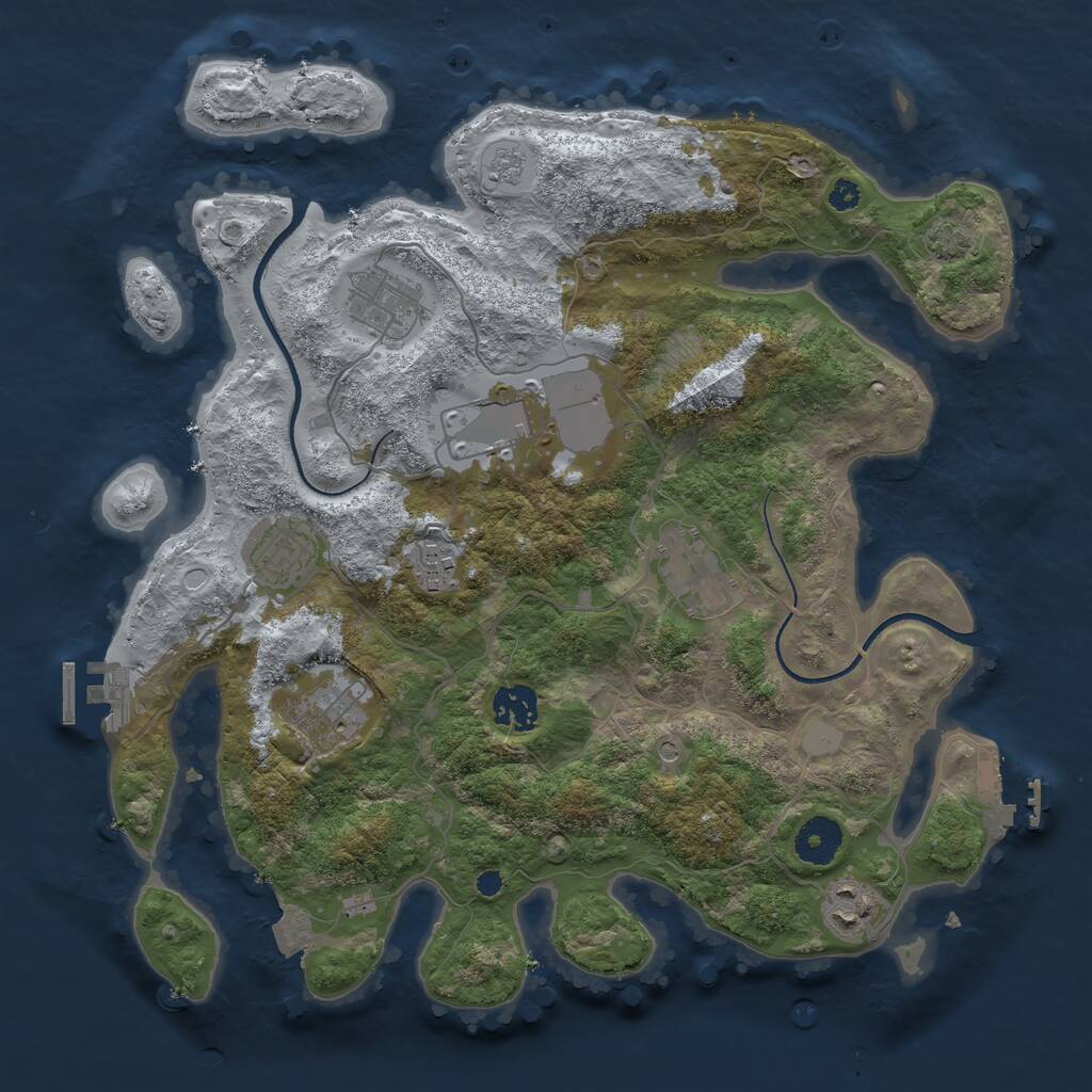 Rust Map: Procedural Map, Size: 3500, Seed: 2624814, 14 Monuments