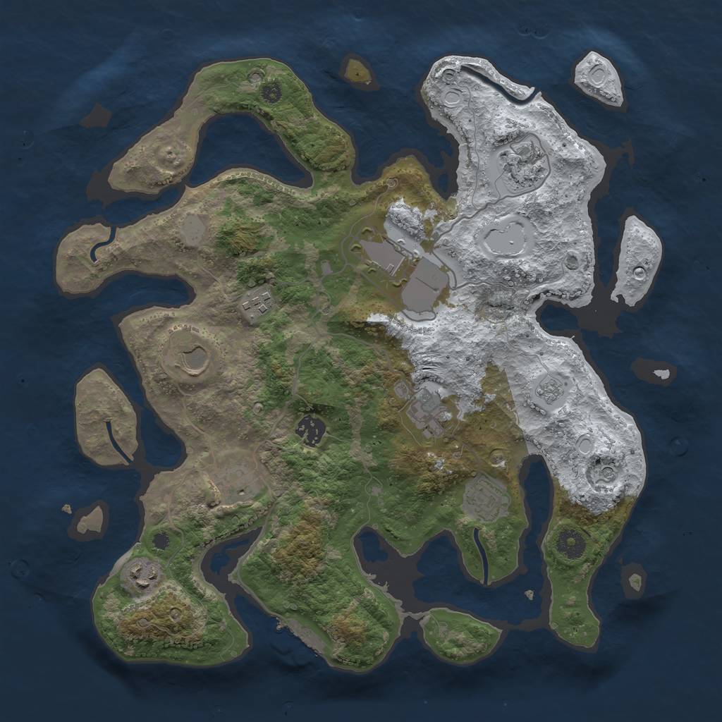 Rust Map: Procedural Map, Size: 3700, Seed: 3154210, 17 Monuments