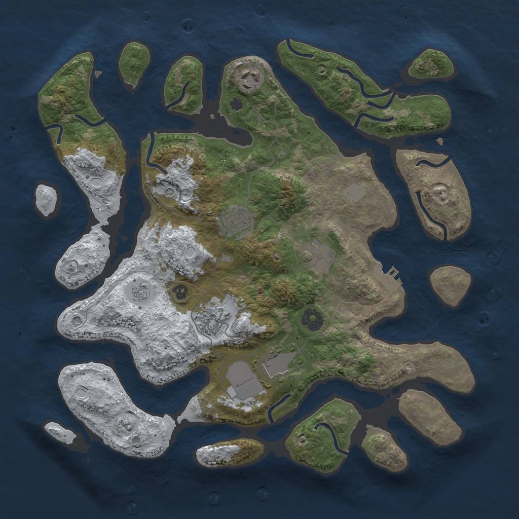 Rust Map: Procedural Map, Size: 3550, Seed: 749635, 13 Monuments