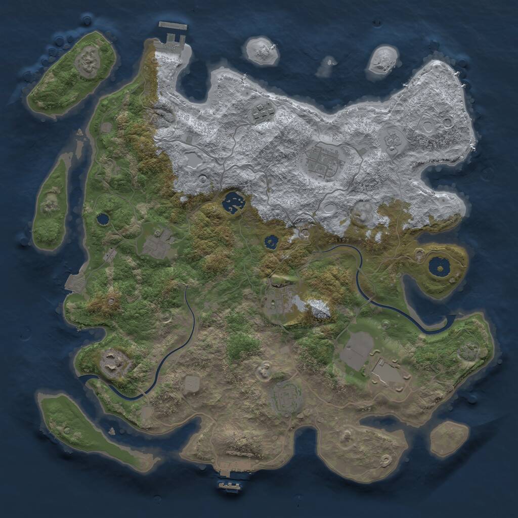 Rust Map: Procedural Map, Size: 3700, Seed: 2230037, 14 Monuments