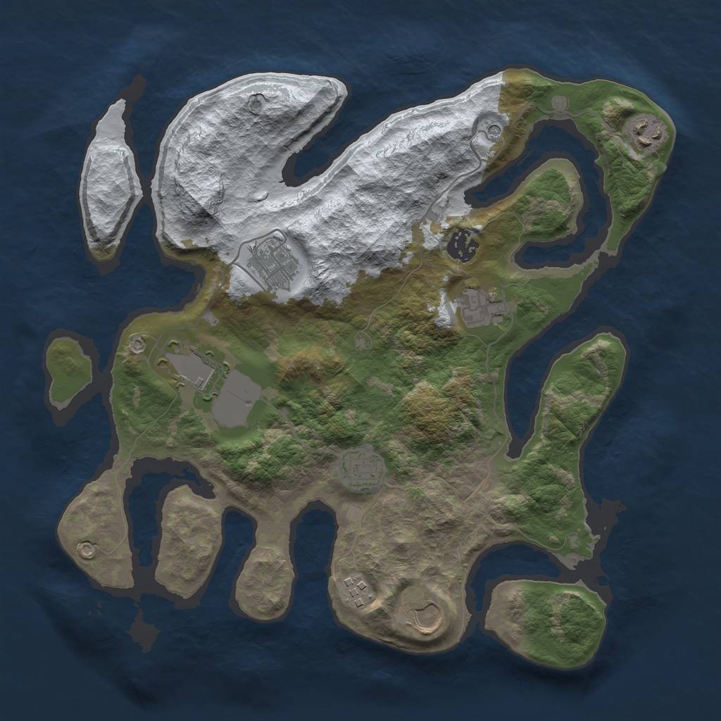 Rust Map: Barren, Size: 3500, Seed: 3974488, 11 Monuments