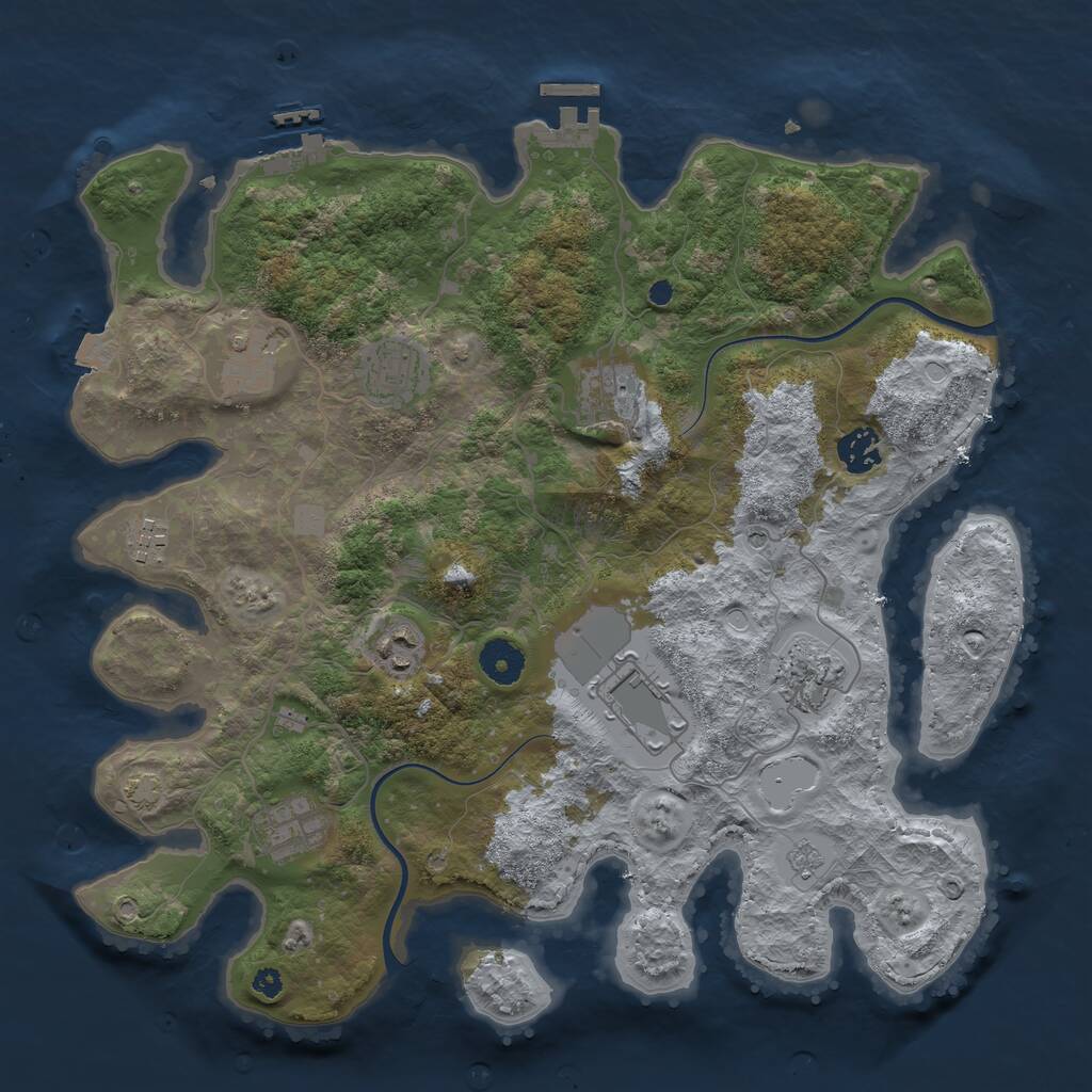 Rust Map: Procedural Map, Size: 3700, Seed: 5740880, 15 Monuments