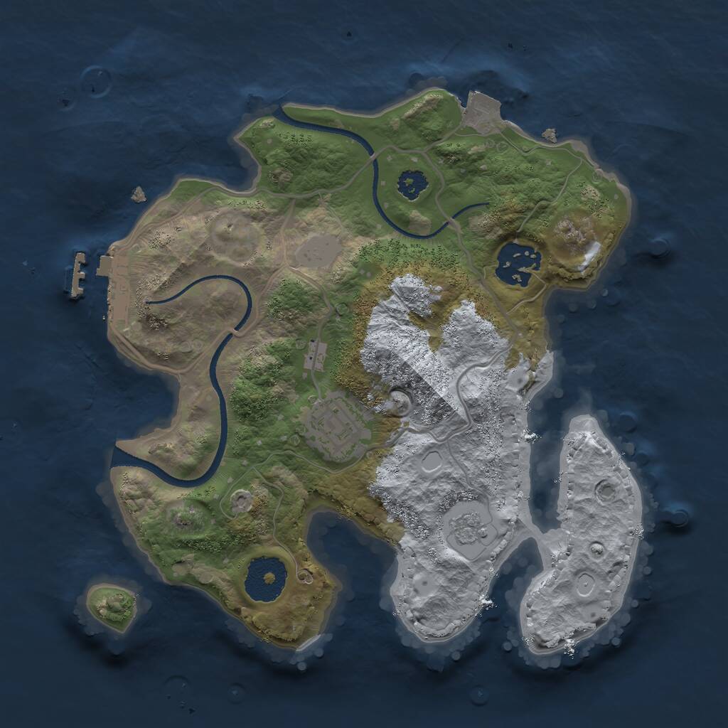 Rust Map: Procedural Map, Size: 2500, Seed: 844590, 5 Monuments