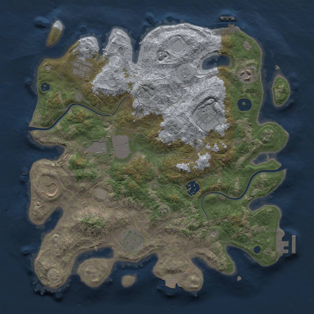 Rust Map: Procedural Map, Size: 3500, Seed: 776206, 14 Monuments