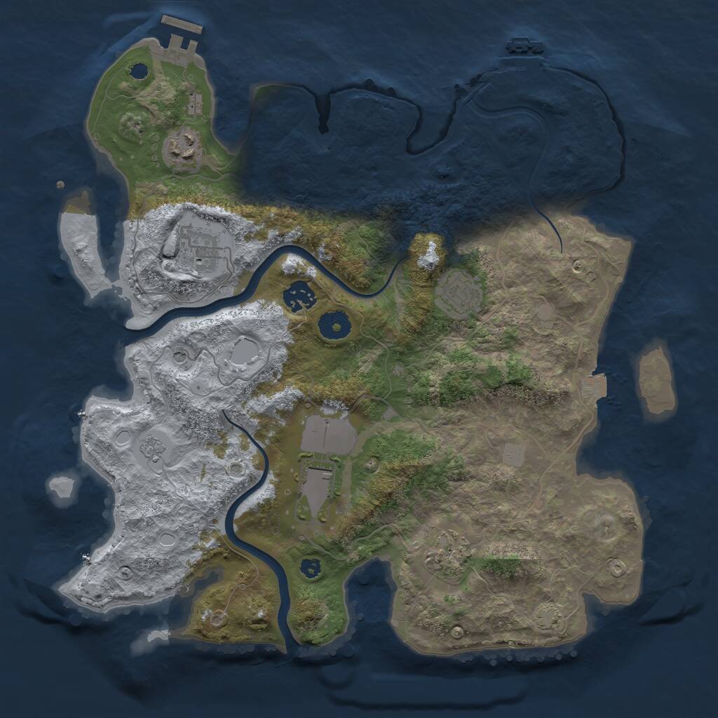 Rust Map: Procedural Map, Size: 3500, Seed: 3270901, 12 Monuments