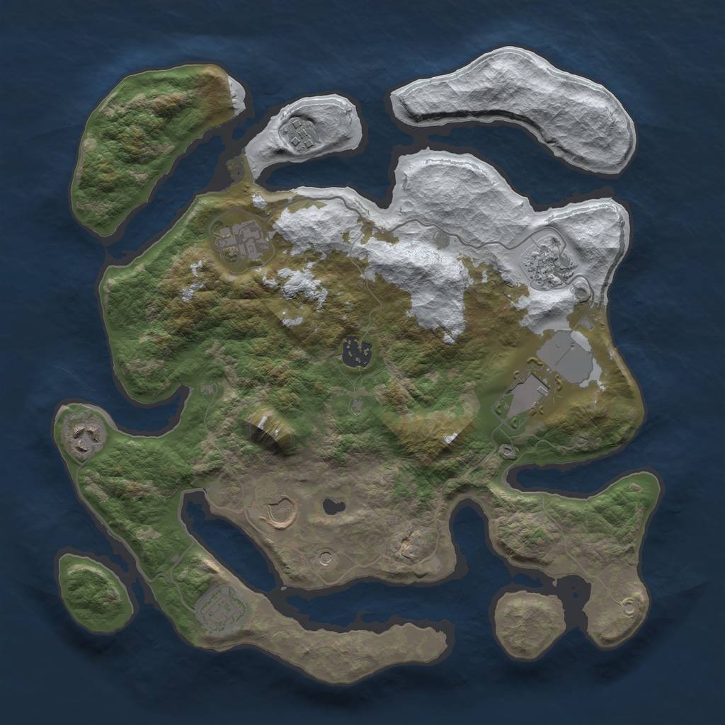 Rust Map: Barren, Size: 3500, Seed: 5084935, 11 Monuments