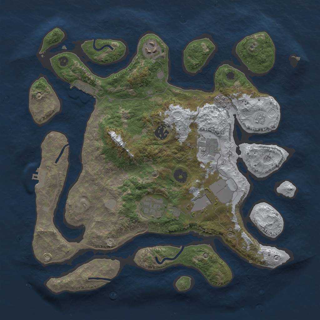 Rust Map: Procedural Map, Size: 3500, Seed: 3078770, 15 Monuments