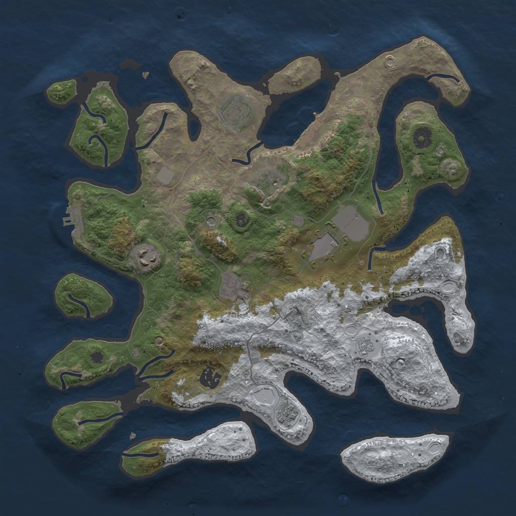 Rust Map: Procedural Map, Size: 3700, Seed: 5005522, 16 Monuments