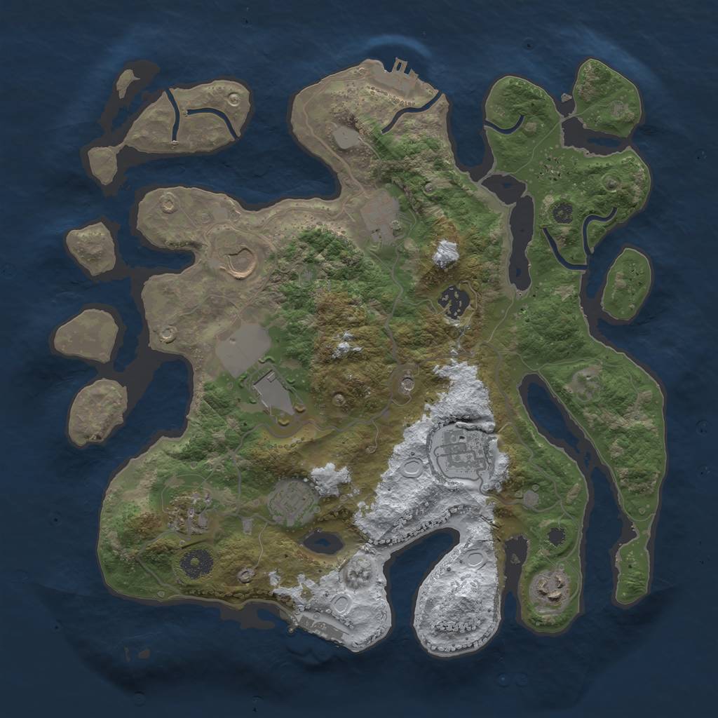 Rust Map: Procedural Map, Size: 3500, Seed: 985847, 16 Monuments