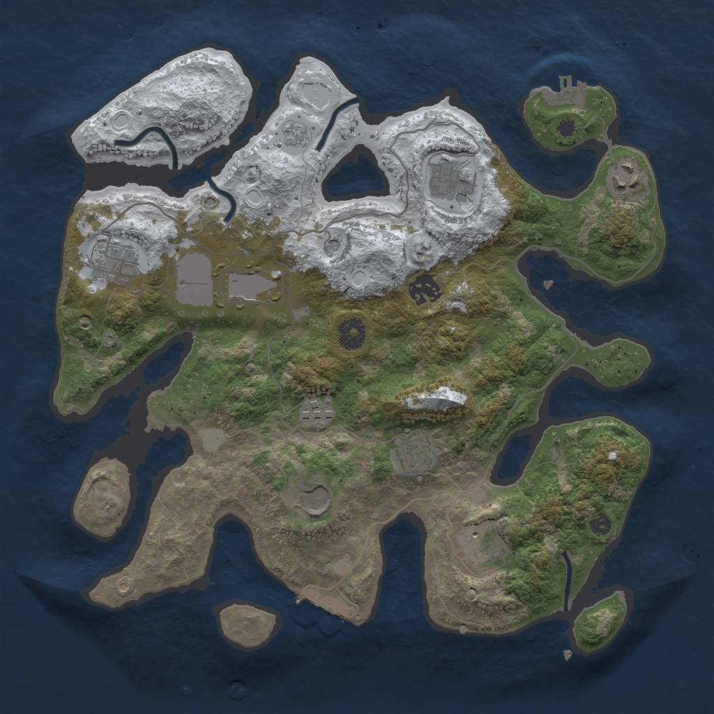 Rust Map: Procedural Map, Size: 3500, Seed: 5267617, 18 Monuments
