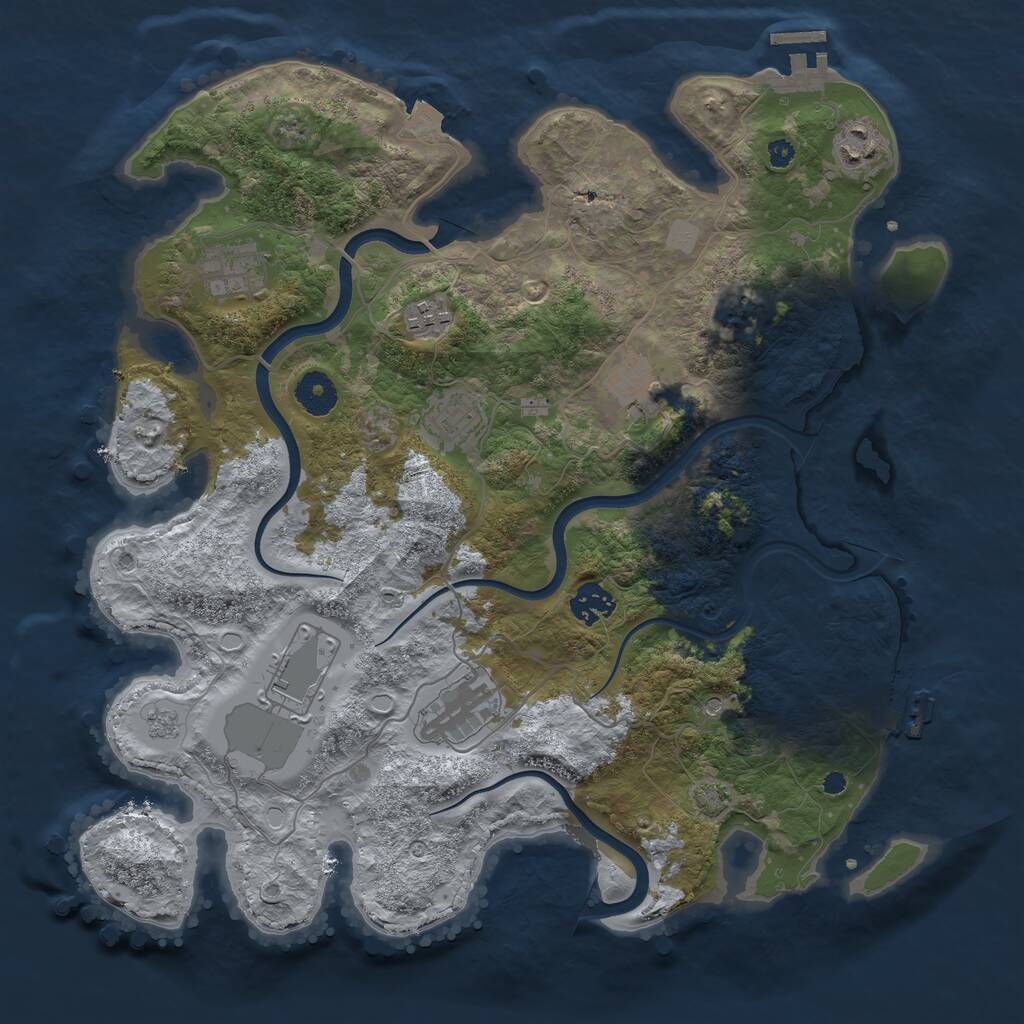 Rust Map: Procedural Map, Size: 3700, Seed: 1807694, 14 Monuments