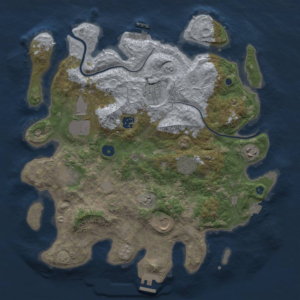 Rust Map: Procedural Map, Size: 3700, Seed: 2782043, 14 Monuments