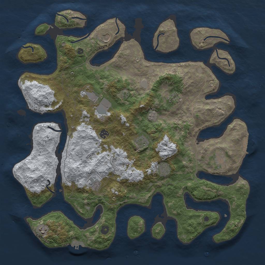 Rust Map: Procedural Map, Size: 4500, Seed: 4914317, 19 Monuments