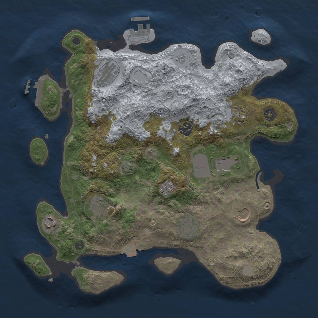 Rust Map: Procedural Map, Size: 3500, Seed: 2314303, 15 Monuments