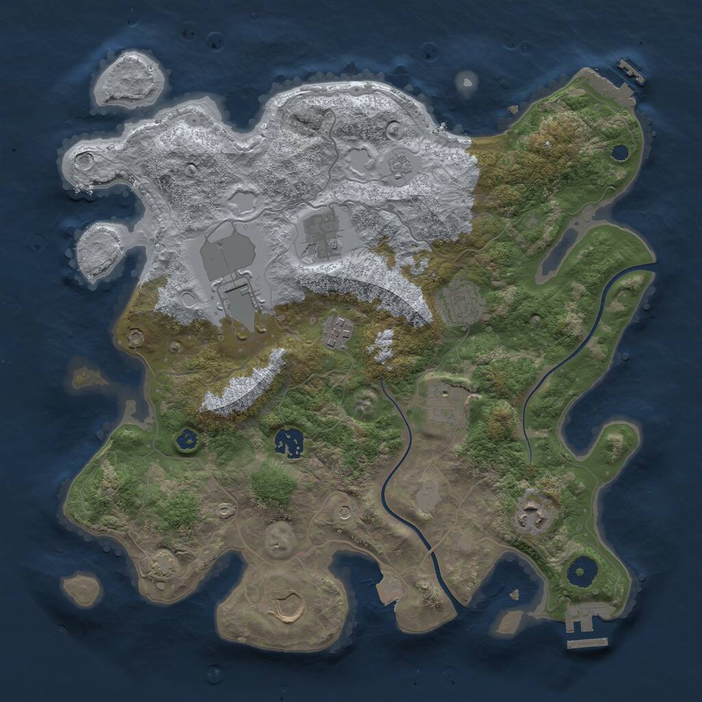 Rust Map: Procedural Map, Size: 3500, Seed: 1011694, 14 Monuments