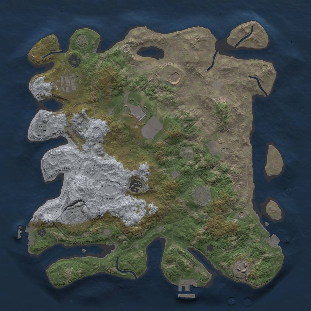 Rust Map: Procedural Map, Size: 3700, Seed: 2175782, 15 Monuments