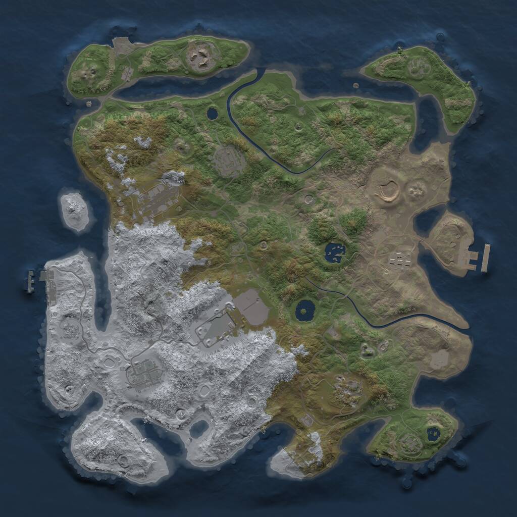 Rust Map: Procedural Map, Size: 3700, Seed: 1378696, 15 Monuments