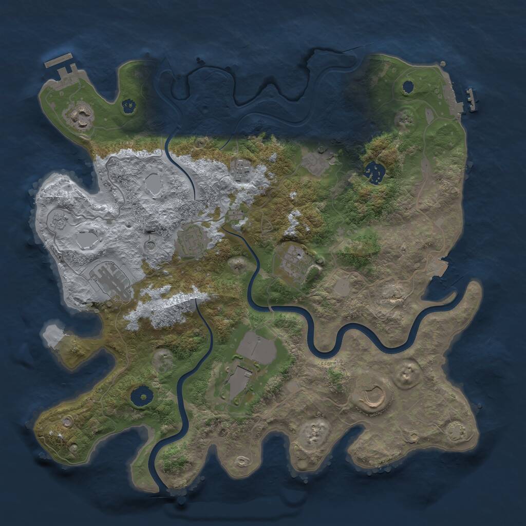 Rust Map: Procedural Map, Size: 3700, Seed: 2716106, 15 Monuments