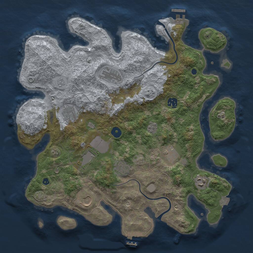 Rust Map: Procedural Map, Size: 3700, Seed: 3515770, 15 Monuments