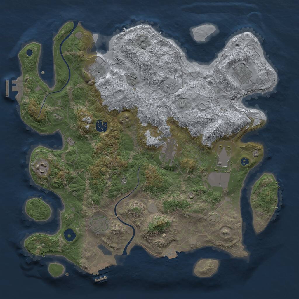 Rust Map: Procedural Map, Size: 3700, Seed: 875301, 14 Monuments