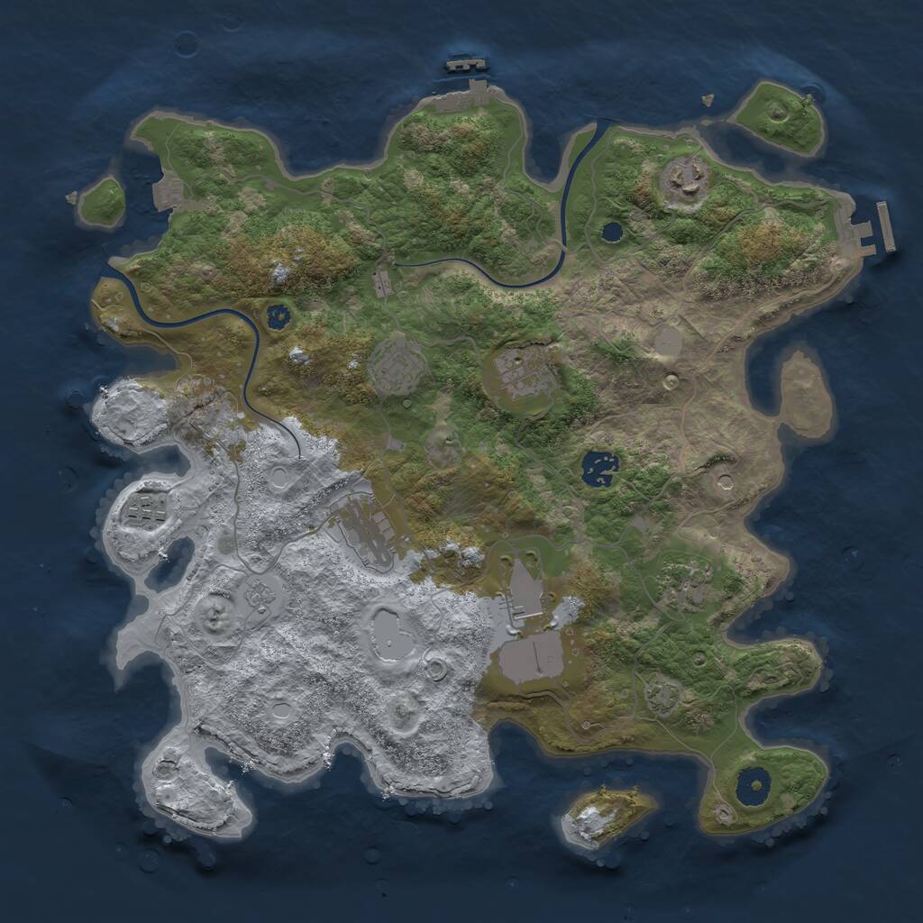 Rust Map: Procedural Map, Size: 3700, Seed: 134019, 14 Monuments