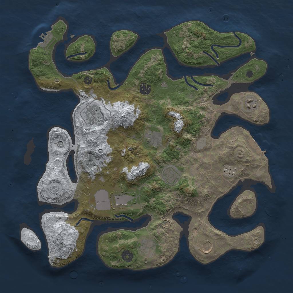 Rust Map: Procedural Map, Size: 3700, Seed: 1451962, 18 Monuments