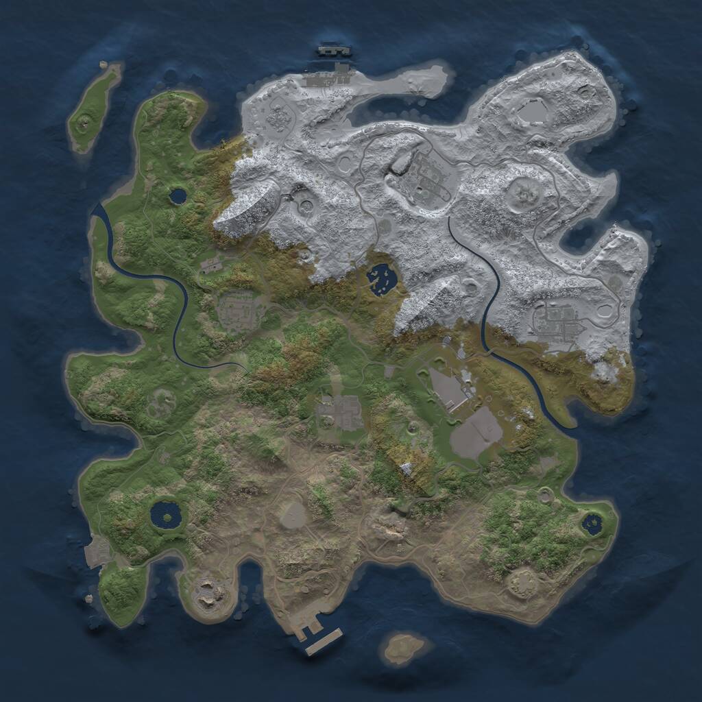 Rust Map: Procedural Map, Size: 3500, Seed: 517429339, 13 Monuments