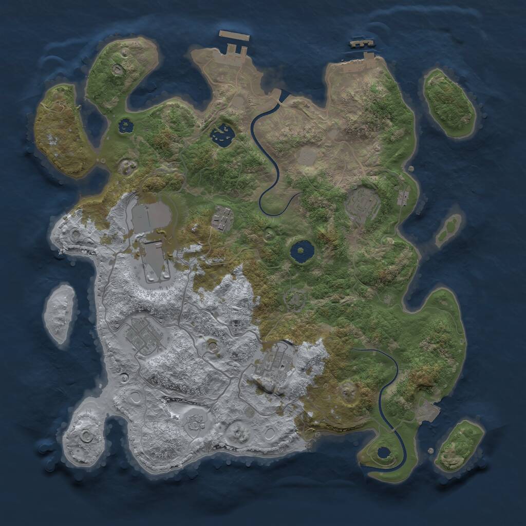 Rust Map: Procedural Map, Size: 3500, Seed: 5476840, 12 Monuments