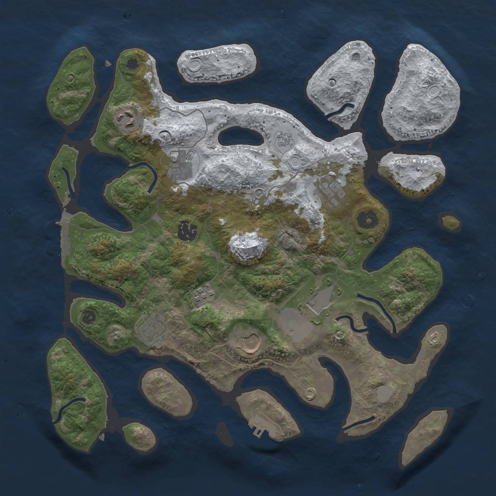 Rust Map: Procedural Map, Size: 3700, Seed: 6424955, 17 Monuments