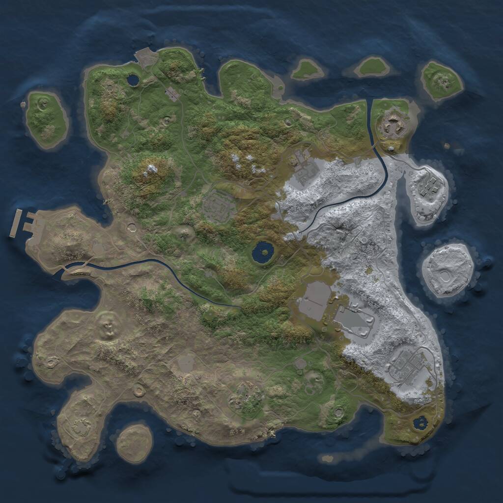 Rust Map: Procedural Map, Size: 3500, Seed: 745716, 11 Monuments