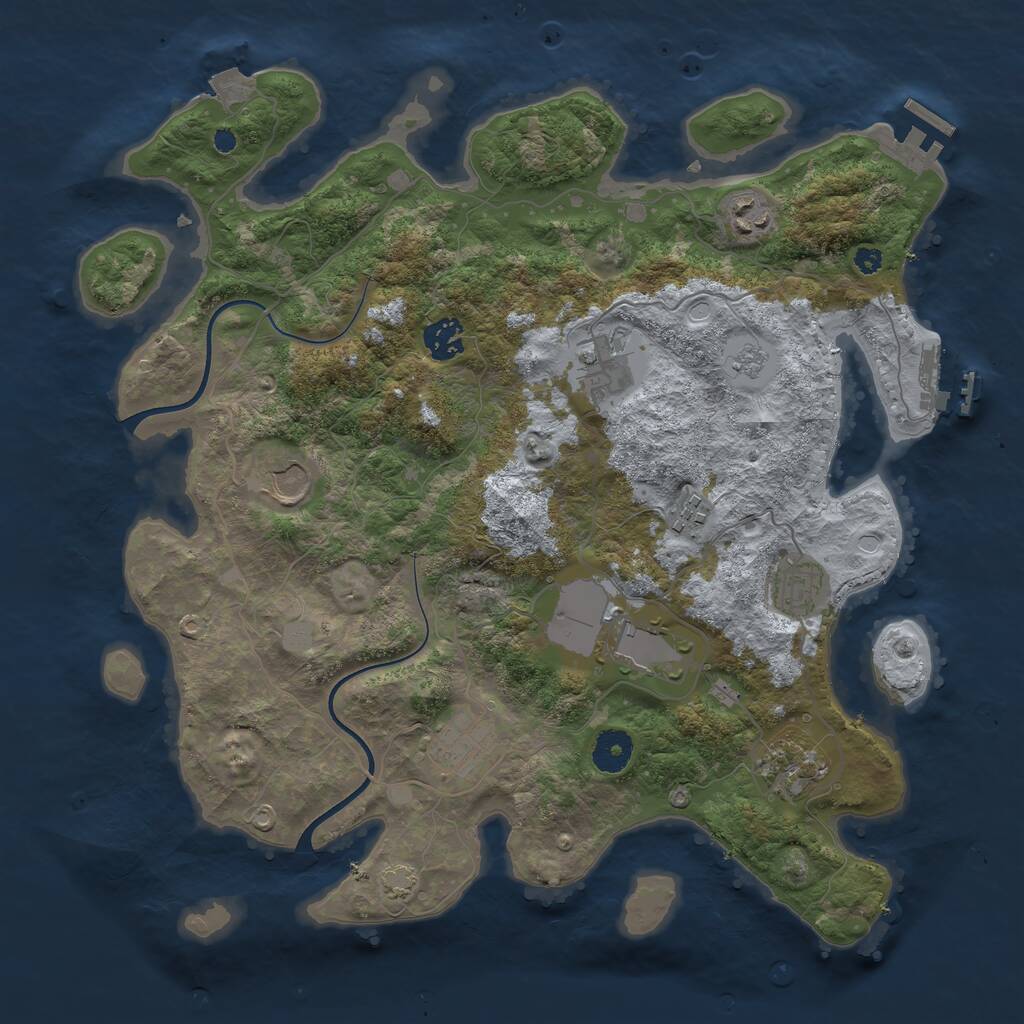 Rust Map: Procedural Map, Size: 3700, Seed: 2149941, 14 Monuments