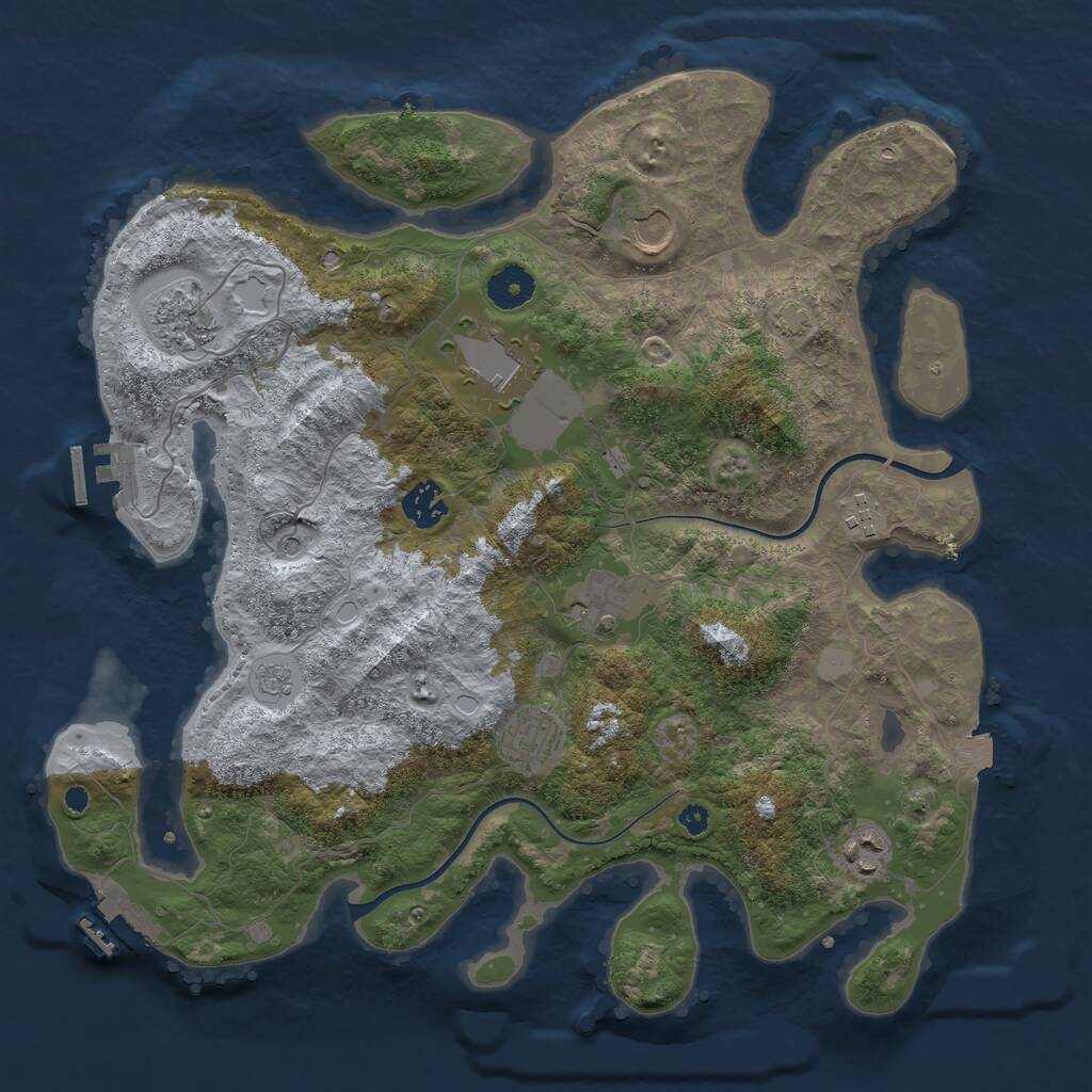 Rust Map: Procedural Map, Size: 3700, Seed: 3366605, 14 Monuments
