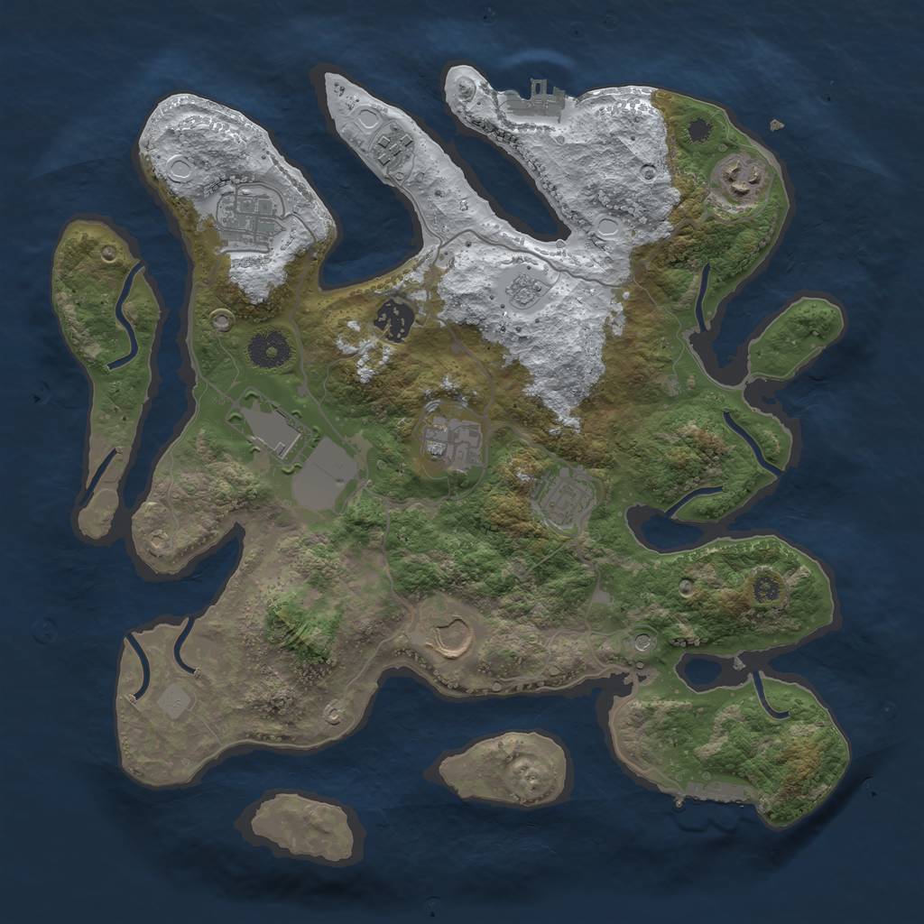 Rust Map: Procedural Map, Size: 3500, Seed: 4925344, 17 Monuments