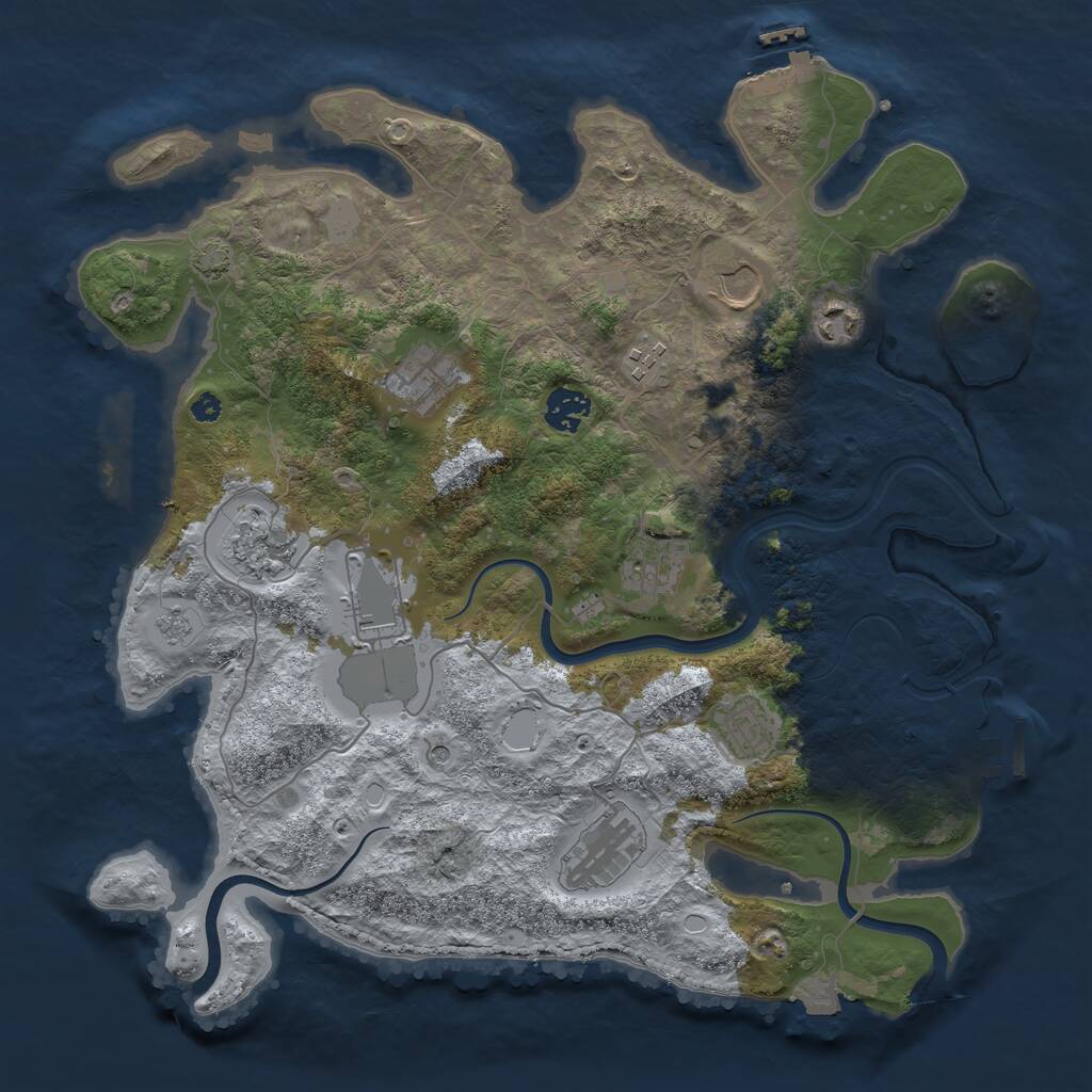 Rust Map: Procedural Map, Size: 3700, Seed: 1164747, 16 Monuments