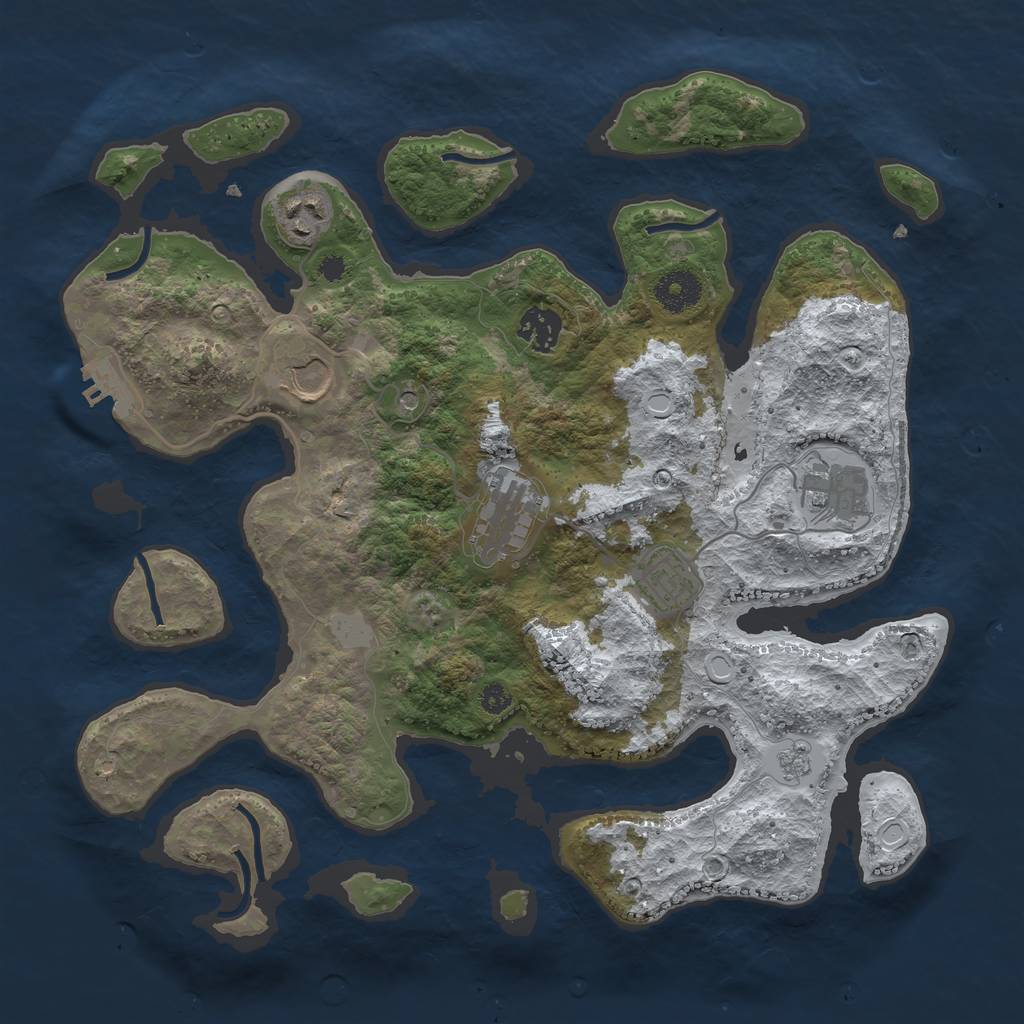 Rust Map: Procedural Map, Size: 3500, Seed: 3627183, 14 Monuments