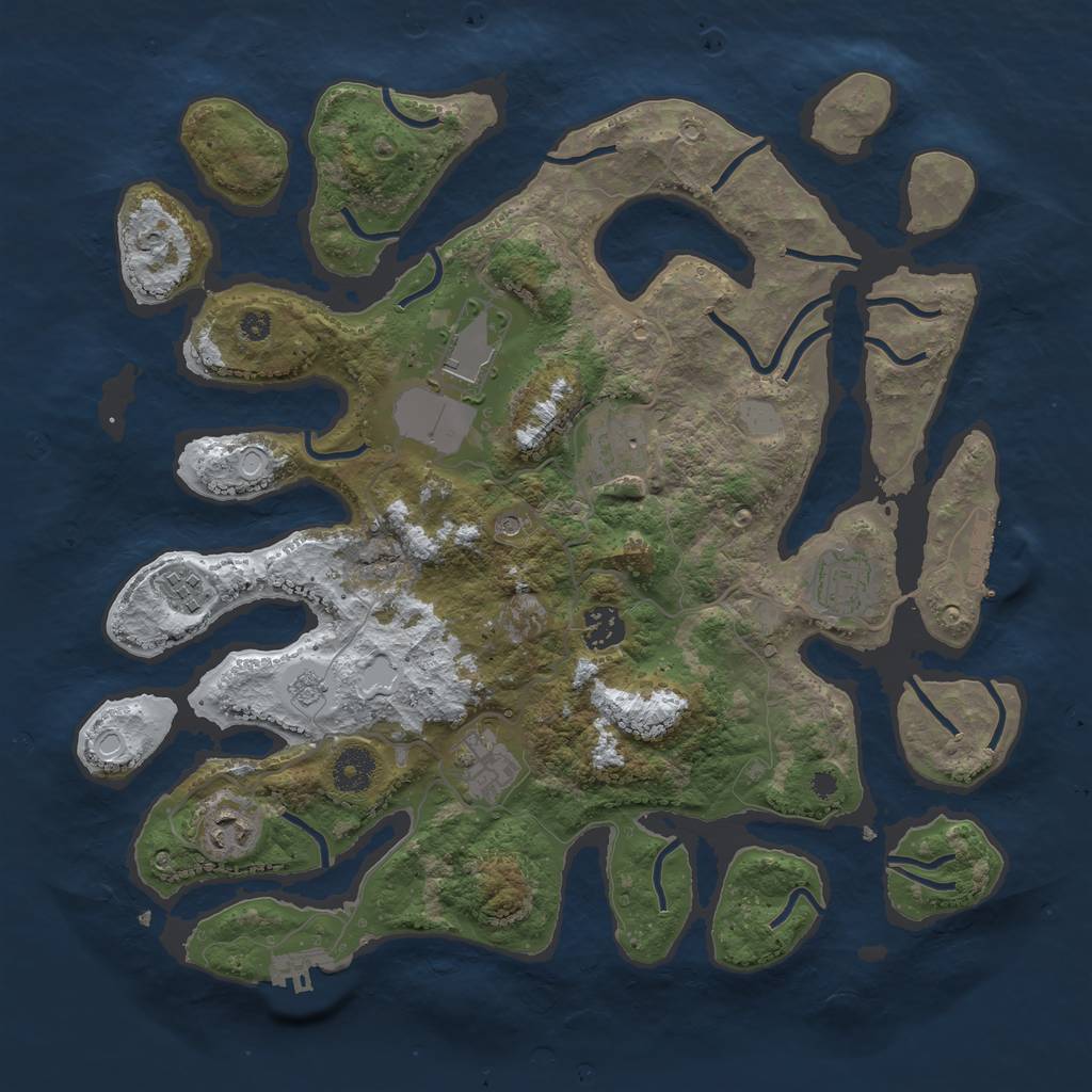 Rust Map: Procedural Map, Size: 3700, Seed: 3172236, 16 Monuments