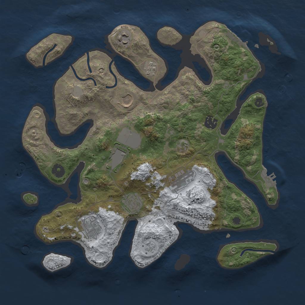 Rust Map: Procedural Map, Size: 3500, Seed: 6172087, 16 Monuments