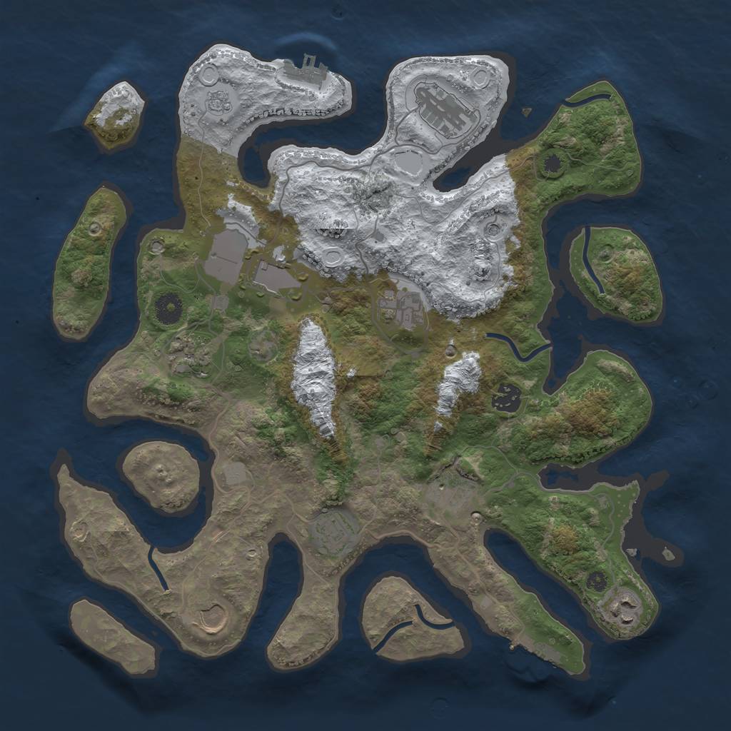 Rust Map: Procedural Map, Size: 3700, Seed: 737572, 18 Monuments