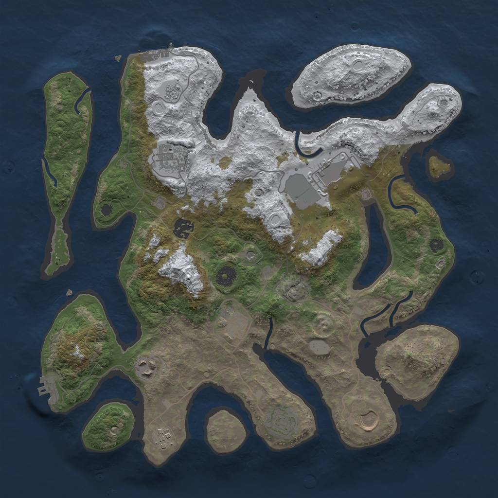 Rust Map: Procedural Map, Size: 3700, Seed: 164859, 17 Monuments