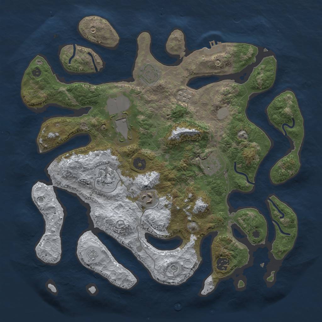 Rust Map: Procedural Map, Size: 3700, Seed: 1264083, 15 Monuments