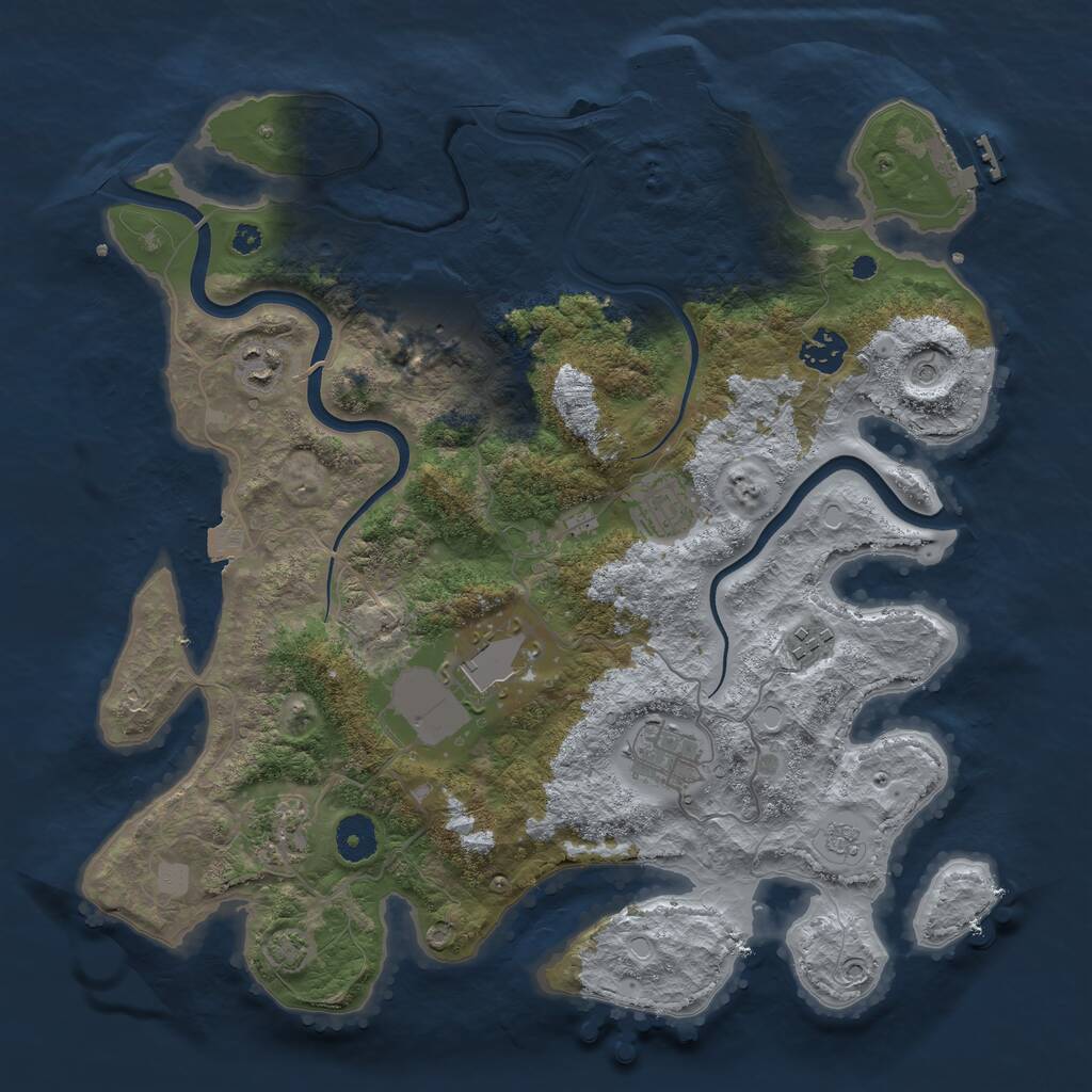 Rust Map: Procedural Map, Size: 3700, Seed: 1028218, 14 Monuments