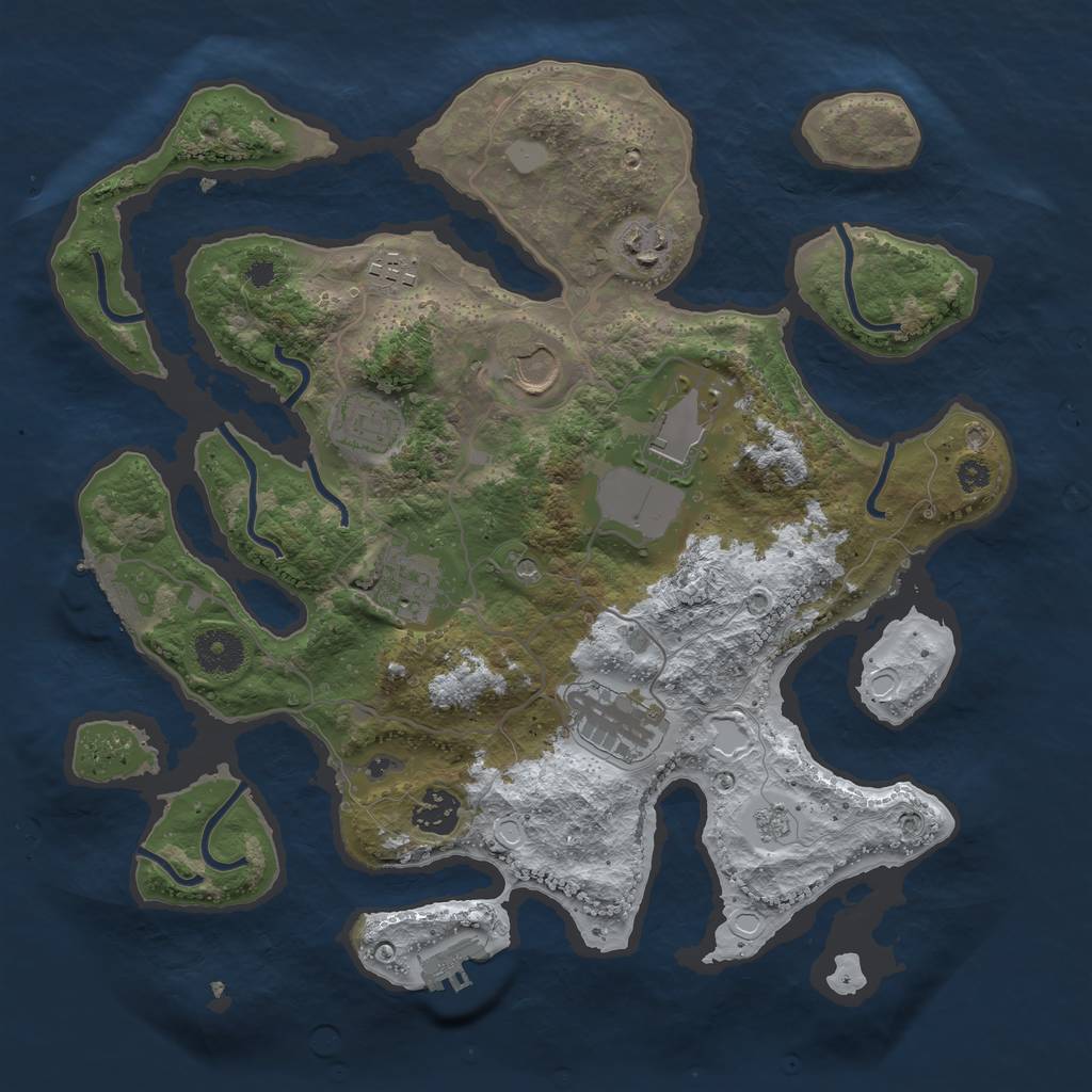 Rust Map: Procedural Map, Size: 3500, Seed: 3380164, 17 Monuments