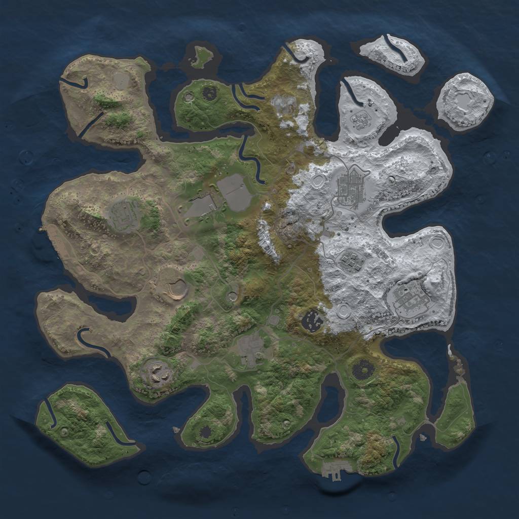 Rust Map: Procedural Map, Size: 3700, Seed: 2240389, 18 Monuments